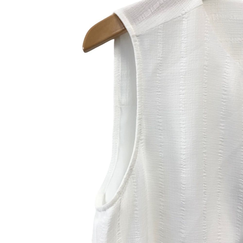 TOMMY HILFIGER White Sleeveless Ruffle Front Top M Lined Blouse - Picture 10 of 14